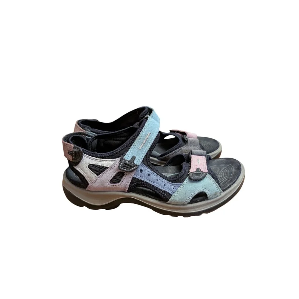 ECCO Yucatan Womens Sandals Multi Color Pastel Suede Hiking Walking Strappy 40 - Picture 5 of 9